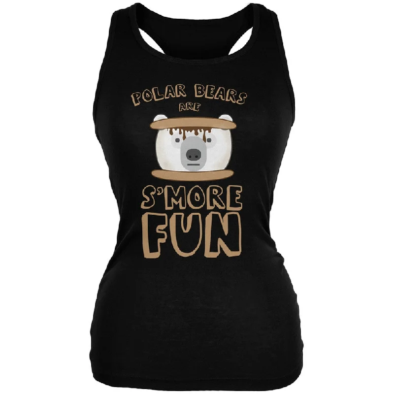 Polar Bear Are S'More Fun Black Juniors Soft Tank Top navy tank top