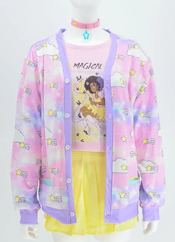 Baby Star Kawaii Cardigan Sweater Neon metallic Matte