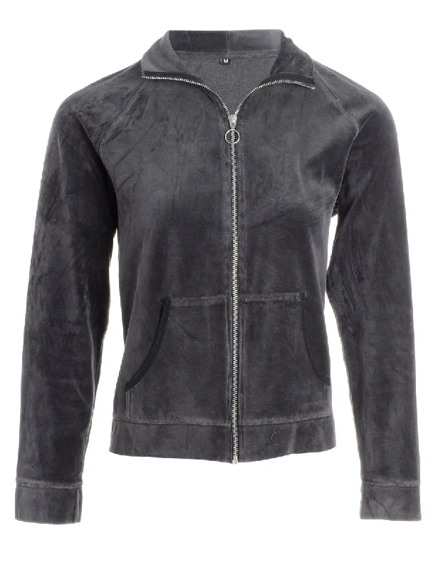 Reworked High Neck Velour Track Jacket - M Nylon Fabric Polyester Fabric Spandex Fabric Reworked High Neck Velour Track Jacket - M Nylon Fabric Polyester Fabric Spandex Fabric
