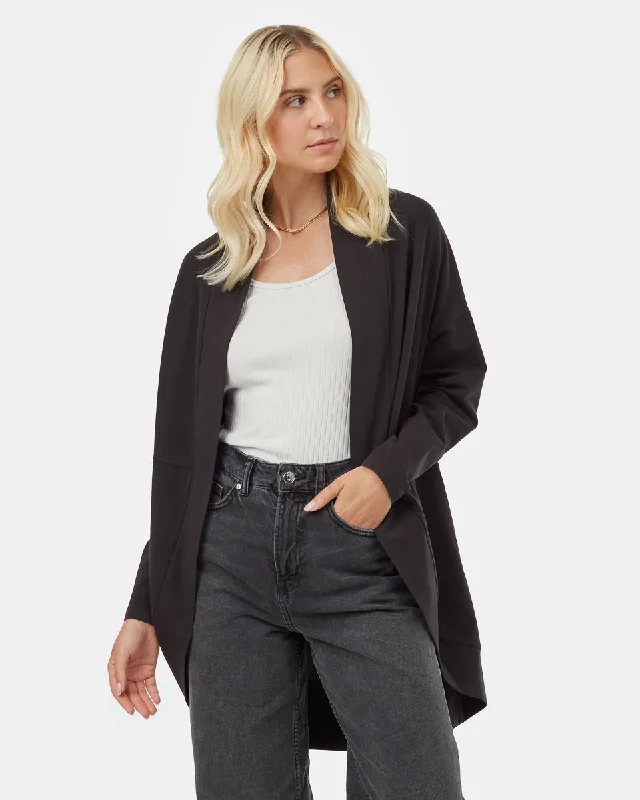 TENTREE Women's French Terry Cocoon Cardigan Meteorite Black Layered Multi-layer Single Layer TENTREE Women's French Terry Cocoon Cardigan Meteorite Black Layered Multi-layer Single Layer