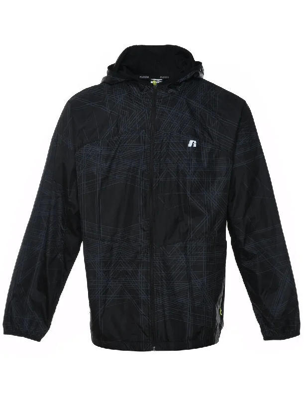 Russell Athletic Black & Grey Patterned Jacket - L Denim Jacket Leather Jacket Suede Jacket Russell Athletic Black & Grey Patterned Jacket - L Denim Jacket Leather Jacket Suede Jacket