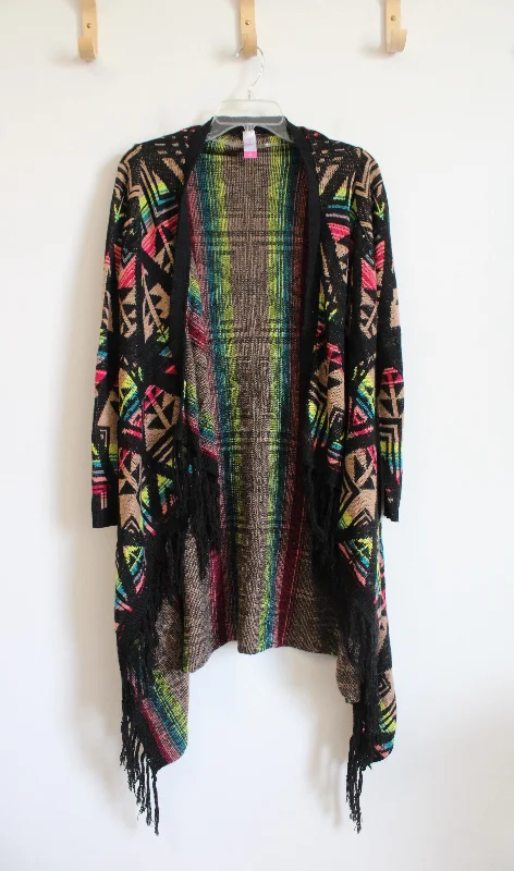 No Boundaries Pink and Black Open-Faced Cardigan | M Zippered Front Buttoned Front Snap Front No Boundaries Pink and Black Open-Faced Cardigan | M Zippered Front Buttoned Front Snap Front