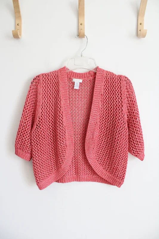 Chico's Pink Knit Shrug Cardigan | M (1) Boxy Cardigan Fitted Cardigan A-Line