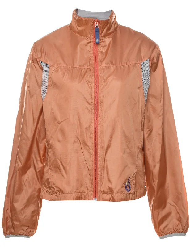 Orange, Navy & Coral Contrast Trim Nylon Jacket - S Quilted Jacket Puffer Jacket Insulated Jacket Orange, Navy & Coral Contrast Trim Nylon Jacket - S Quilted Jacket Puffer Jacket Insulated Jacket