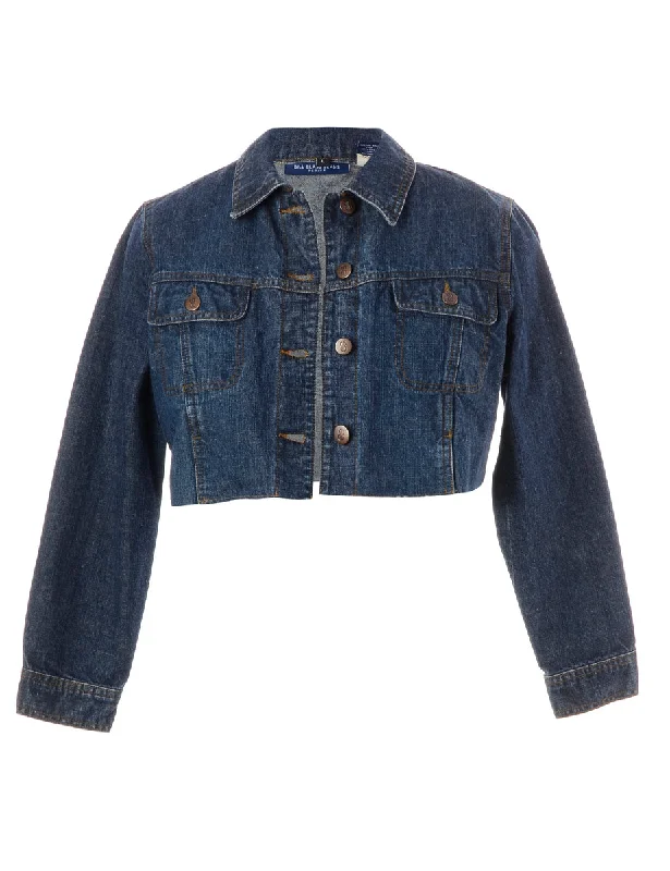 Reworked Kylie Raw Edge Cropped Denim Jacket - L Lace Jacket Ribbed Jacket Sequined Jacket Reworked Kylie Raw Edge Cropped Denim Jacket - L Lace Jacket Ribbed Jacket Sequined Jacket