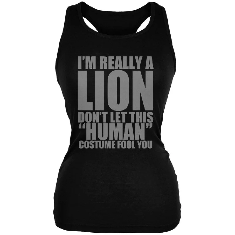 Halloween Human Lion Costume Black Juniors Soft Tank Top soft pink tank