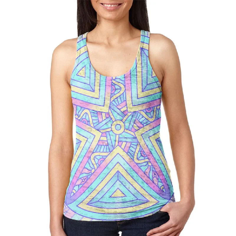 Trippy Starfish Mandala Vintage Juniors Burnout Racerback Tank Top lace back tank