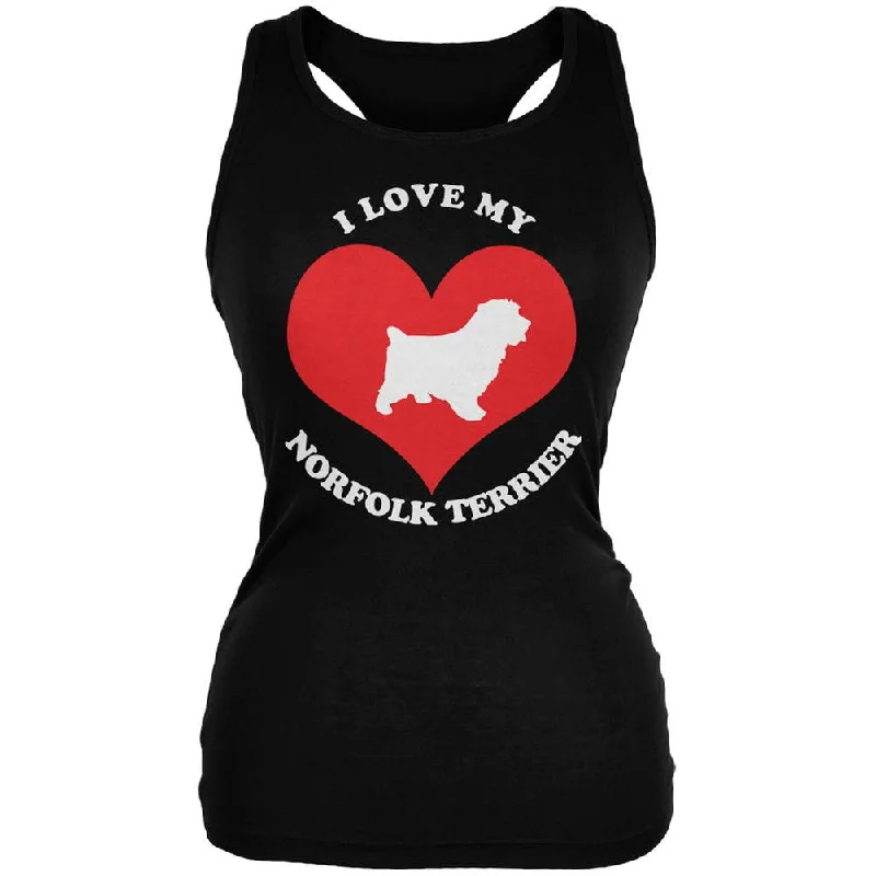 Valentines I Love My Norfolk Terrier Black Juniors Soft Tank Top bronze tank top