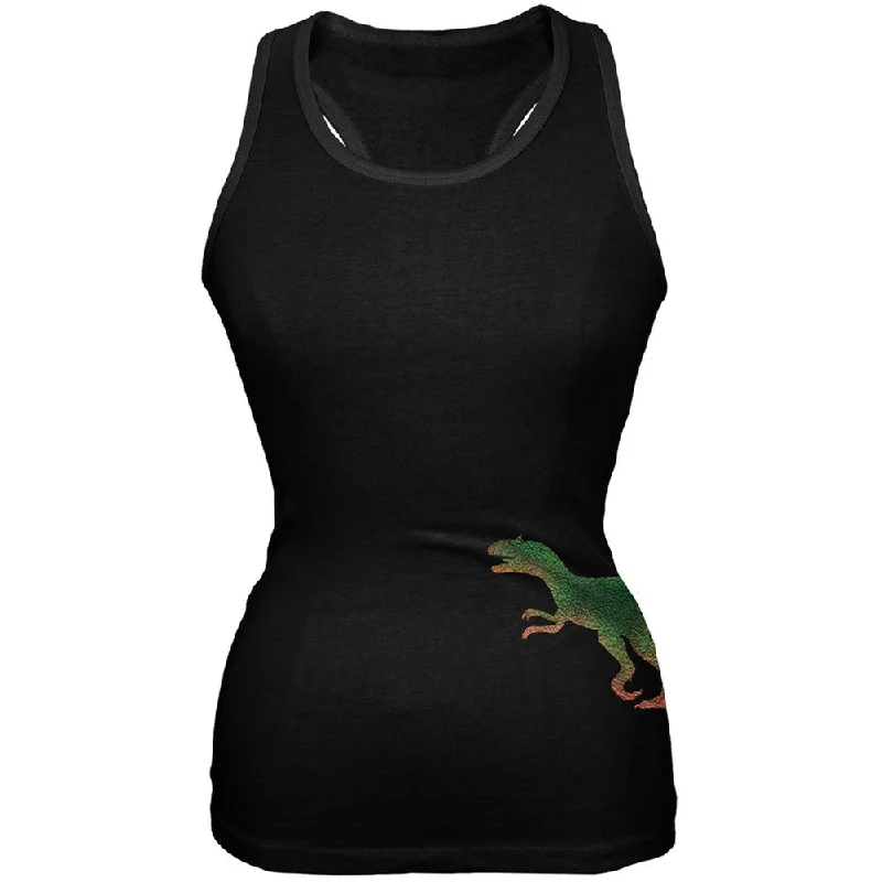 Allosaurus Dinosaur Distressed Black Juniors Soft Tank Top flexible tank top