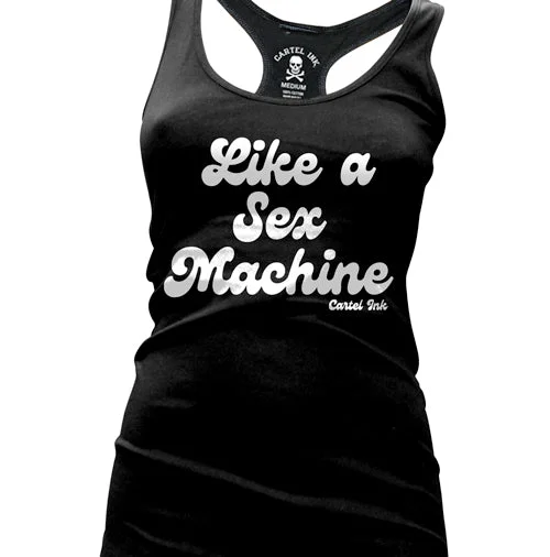 Like a Sex Machine Women's Racer Back Tank Top gold tank top
