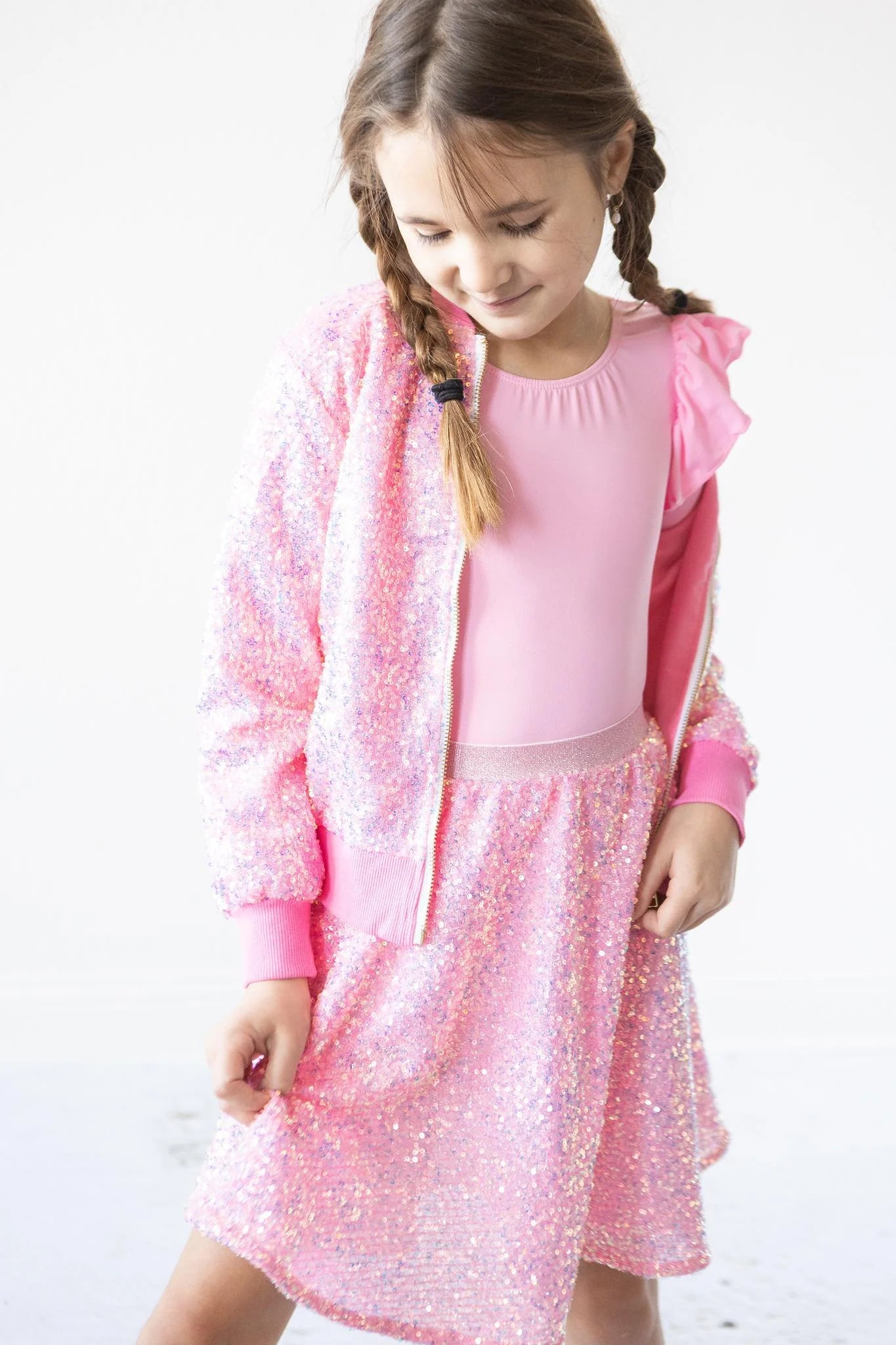 Bubblegum Pink Sequin Jacket Ribbed Jacket Pleated Jacket Ruffled Jacket