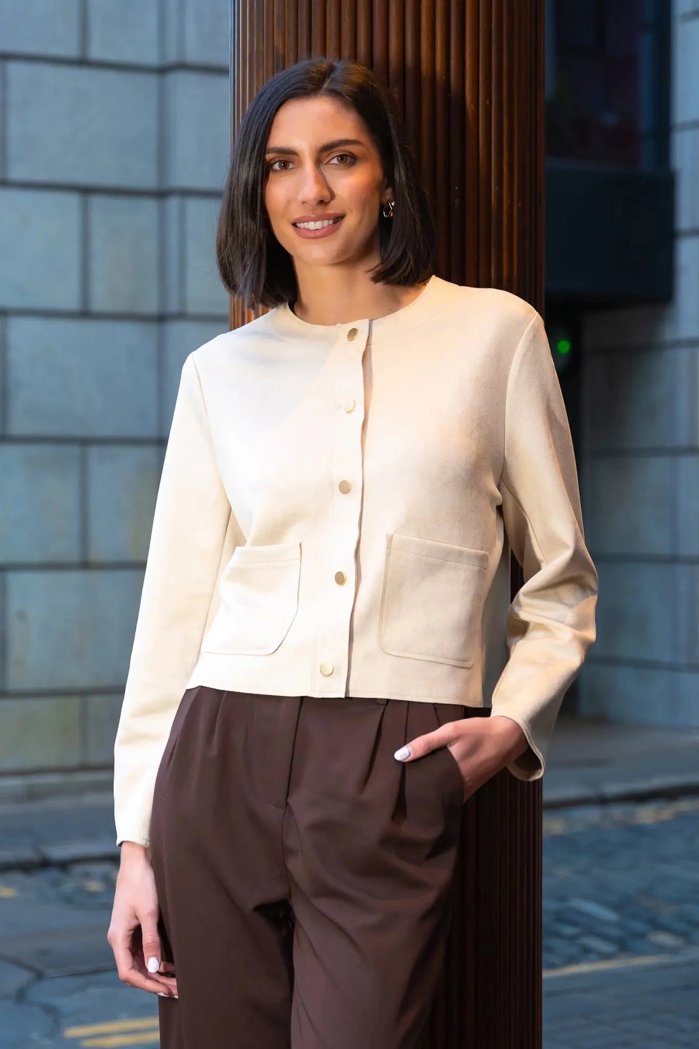 Cream Cropped Suede Jacket Denim Jacket Leather Jacket Suede Jacket