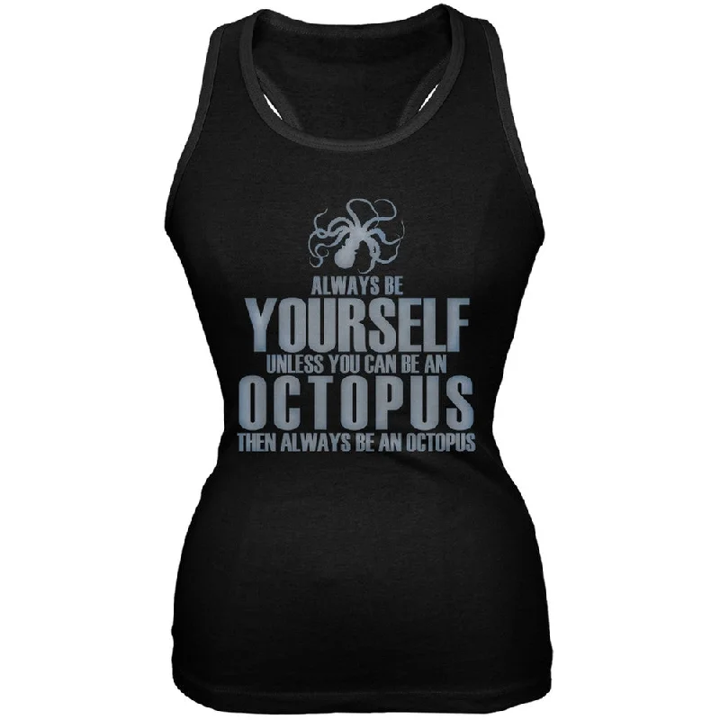 Always Be Yourself Octopus Black Juniors Soft Tank Top lace back tank