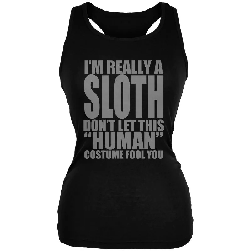 Halloween Human Sloth Costume Juniors Soft Tank Top cutout tank top