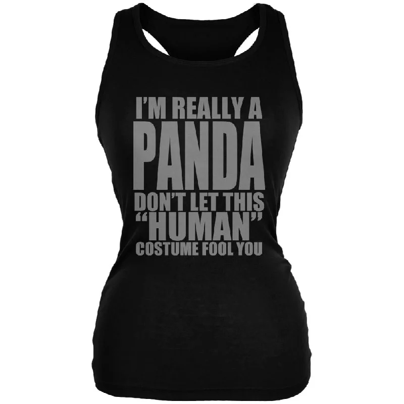 Halloween Human Panda Costume Juniors Soft Tank Top breathable tank top