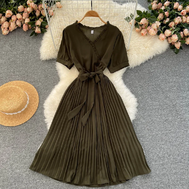 Cute V Neck Chiffon Short Dress Fashion Dress  10816