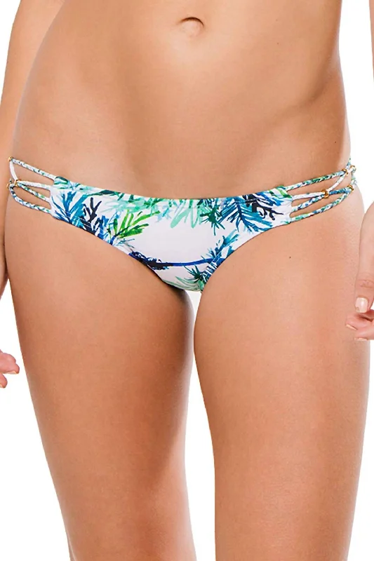 Women Palms Tab Side Brazilian Hipster Bikini Bottom Swimwear Palm