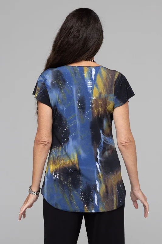 Moon Print Short Sleeve Jersey Top