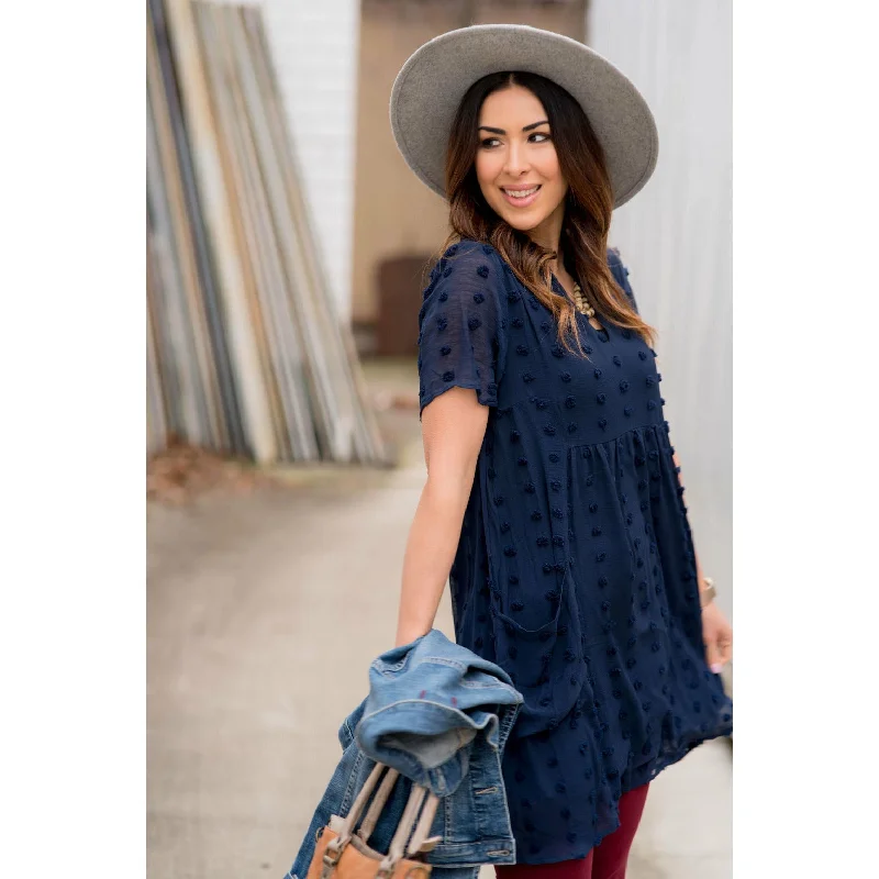 Tiered Textured Dot Pocket Dress