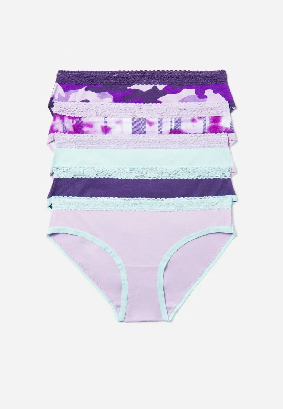Lace-Trim Graphic Bikini Undies 5 Pack Adjustable strap bikini, Custom fit, Trendy, Comfortable Lace-Trim Graphic Bikini Undies 5 Pack Adjustable strap bikini, Custom fit, Trendy, Comfortable