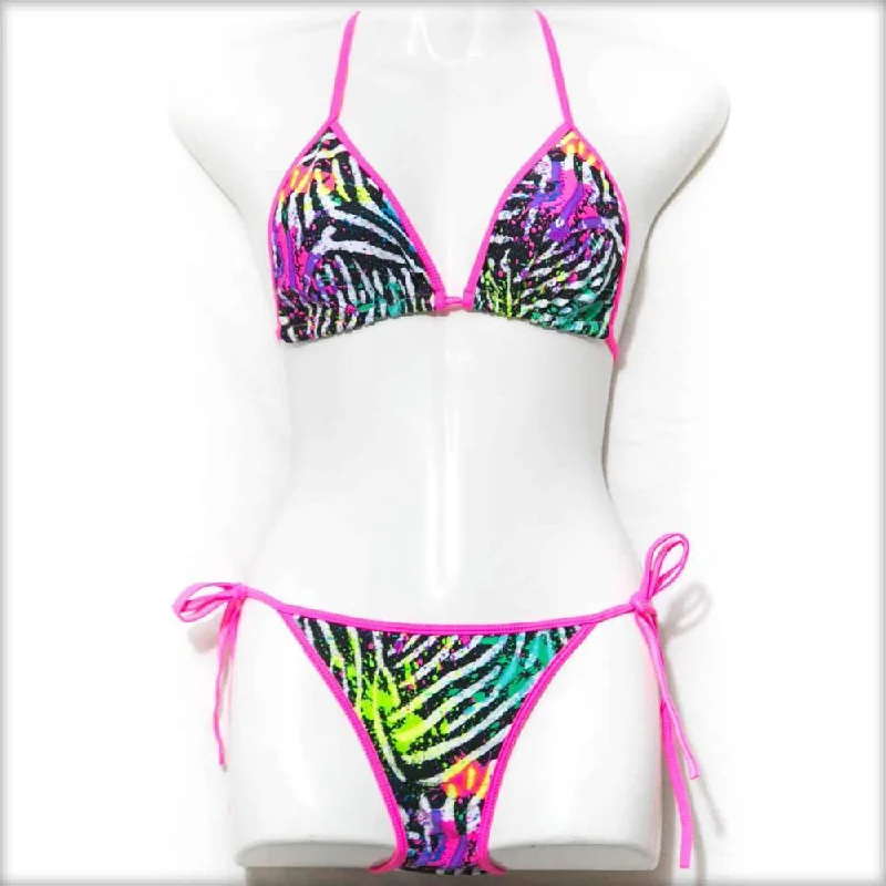Black Abstract Triangle Bikini Set Thong bikini, Sexy, Comfortable, Trendy