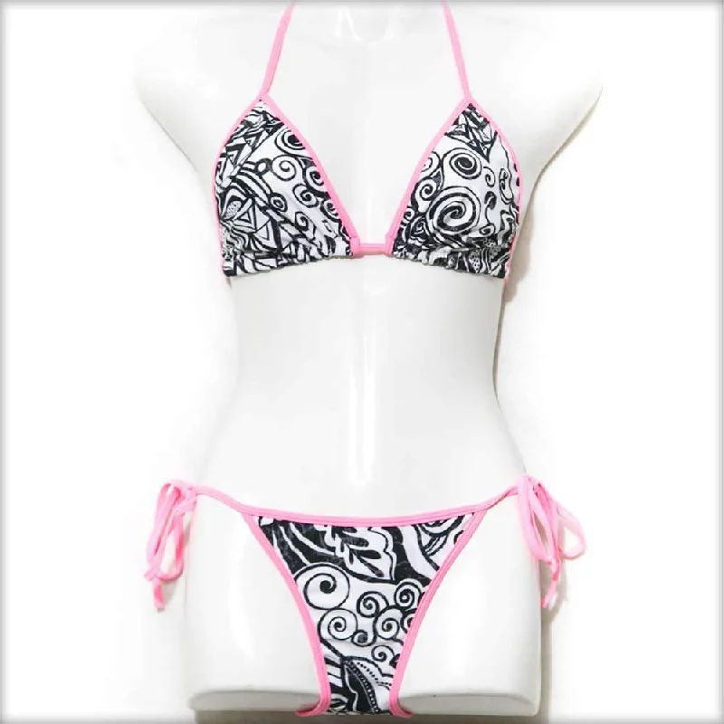 Black & White Triangle Bikini Set Tie bikini, Adjustable, Trendy, Comfortable