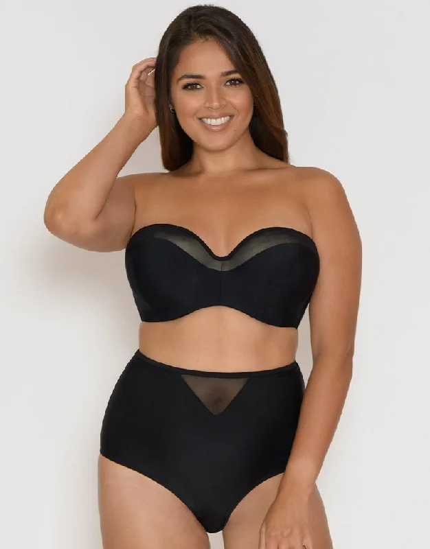 Curvy Kate Sheer Class Bandeau Bikini Top Black Wrap bikini, Sexy, Trendy, Chic