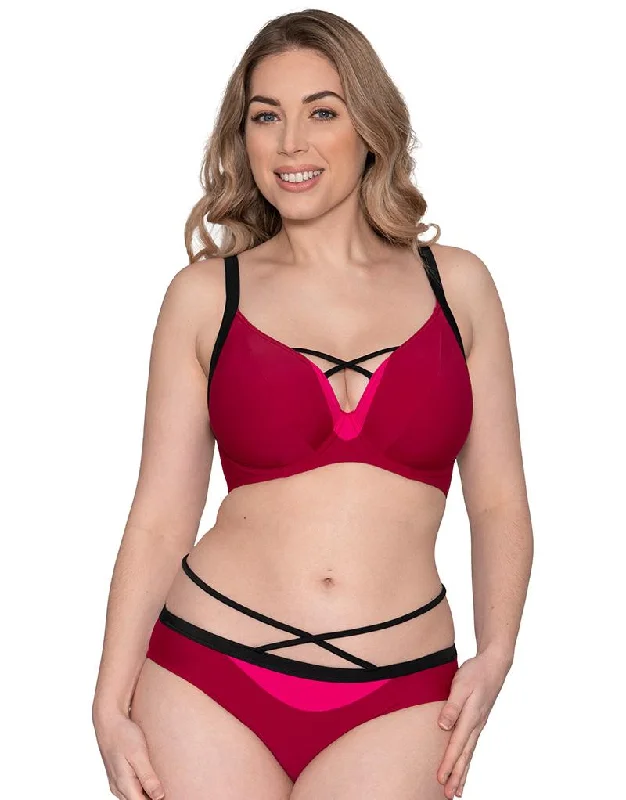 Curvy Kate Subtropic Plunge Bikini Top Cherry Red/Pink Tied side bikini, Adjustable, Sexy, Comfortable Curvy Kate Subtropic Plunge Bikini Top Cherry Red/Pink Tied side bikini, Adjustable, Sexy, Comfortable