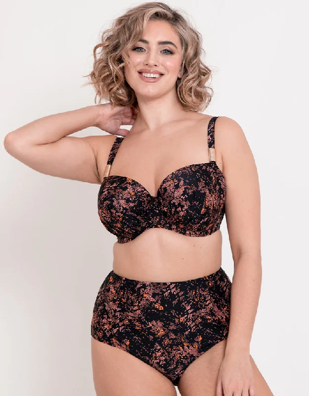 Flirtelle Maya Bay Padded Balcony Bikini Top Black Print High-neck bikini set, Sexy, Trendy, Comfortable Flirtelle Maya Bay Padded Balcony Bikini Top Black Print High-neck bikini set, Sexy, Trendy, Comfortable