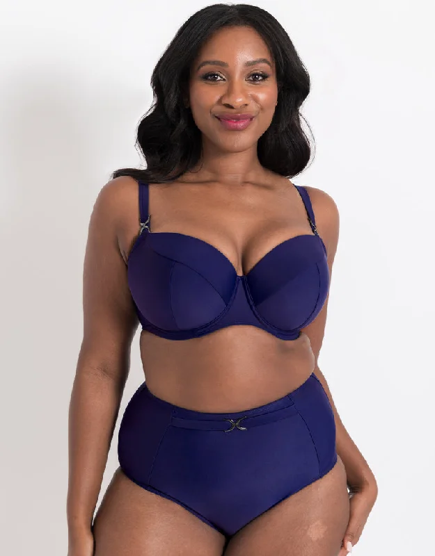 Flirtelle Verona Beach Padded Balcony Bikini Top Navy High-leg bikini, Retro, Sexy, Fashionable Flirtelle Verona Beach Padded Balcony Bikini Top Navy High-leg bikini, Retro, Sexy, Fashionable