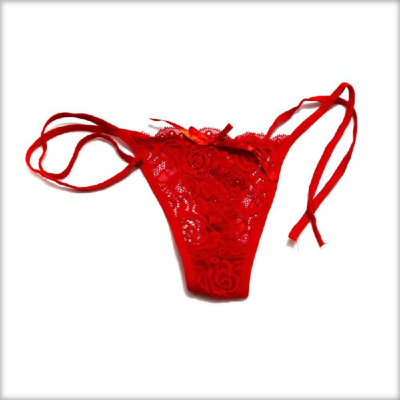 Lace Tie Red Bikini Panty Button-down bikini, Fashionable, Sexy, Comfortable
