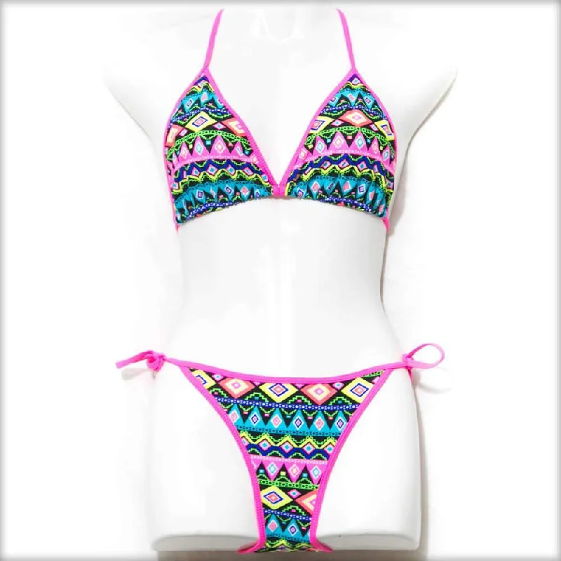 Multi Coloured Triangle Bikini Set Solid color bikini, Sleek, Minimalist, Trendy