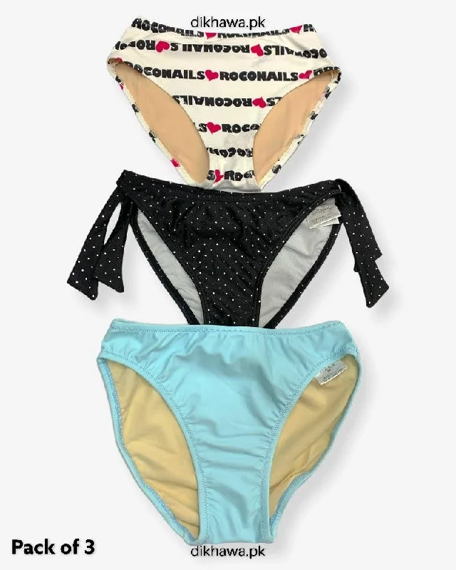 Pack of 3 Imported Stocklot Branded Jersey Panty Stretchable Bikini Style Thong Panty 2021 Ribbed top bikini, Textured, Comfortable, Stylish