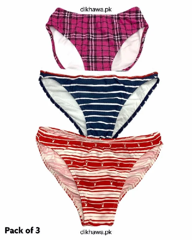 Pack of 3 Imported Stocklot Branded Jersey Panty Stretchable Bikini Style Thong Panty 2021 Ribbed top bikini, Textured, Comfortable, Chic