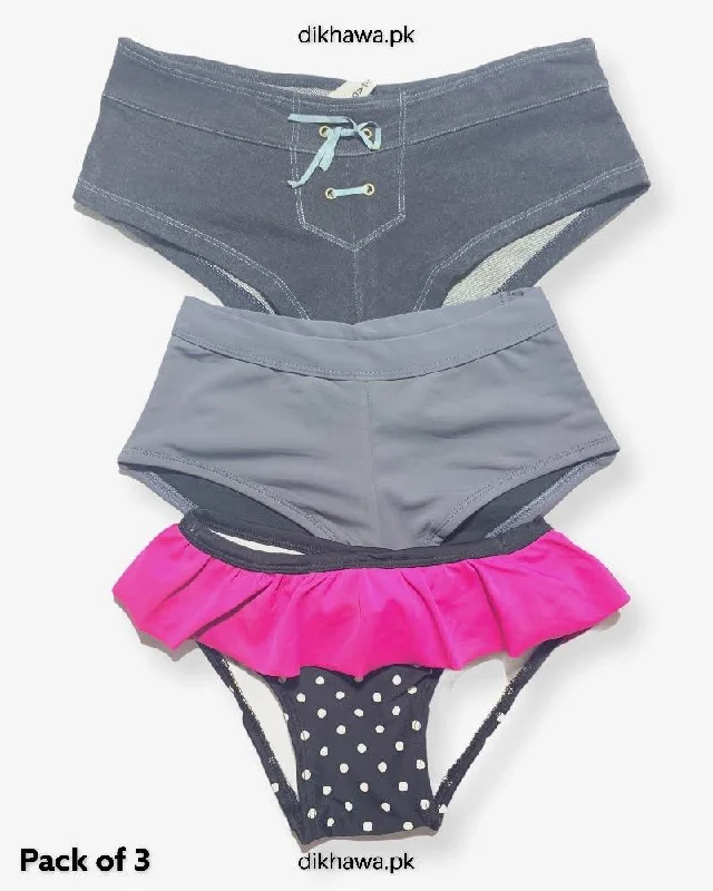 Pack of 3 Imported Stocklot Branded Jersey Panty Bikini Style Sexy Thong Panty Front tie bikini Pack of 3 Imported Stocklot Branded Jersey Panty Bikini Style Sexy Thong Panty Front tie bikini