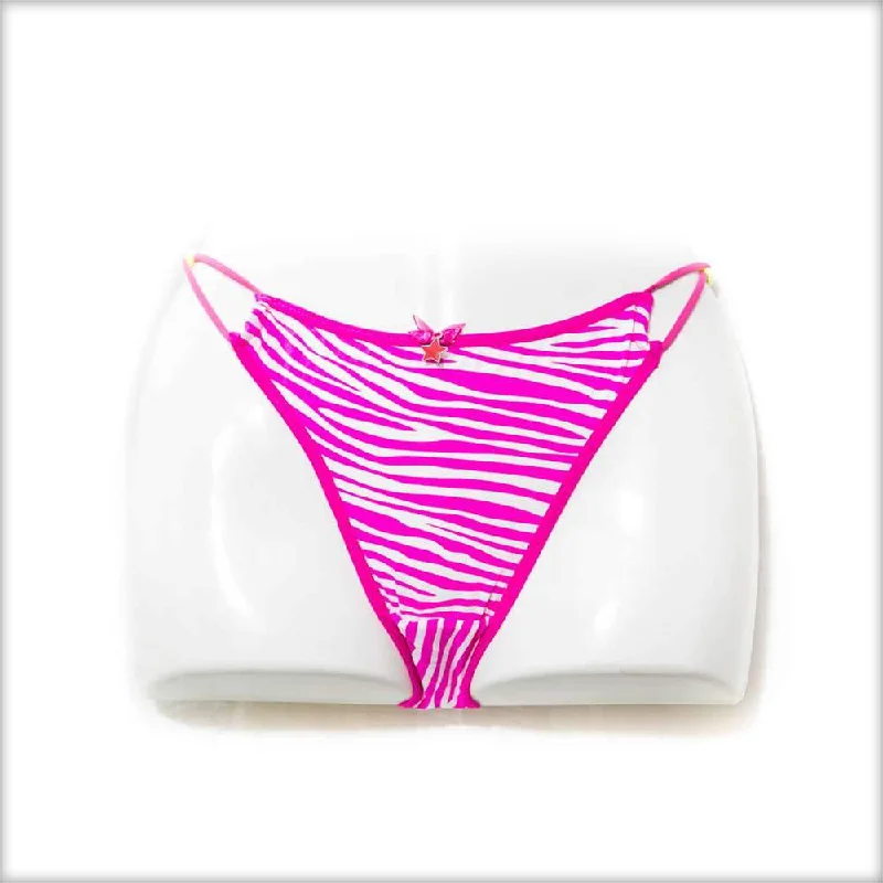 Pink Tiger Print Bikini Panty Side tie bikini, Adjustable, Comfortable, Trendy