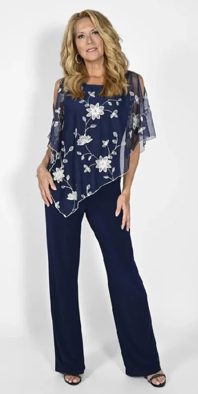 Navy & Silver Floral Jumpsuit Classic jumpsuit, Timeless style, Fashionable, Comfortable Navy & Silver Floral Jumpsuit Classic jumpsuit, Timeless style, Fashionable, Comfortable