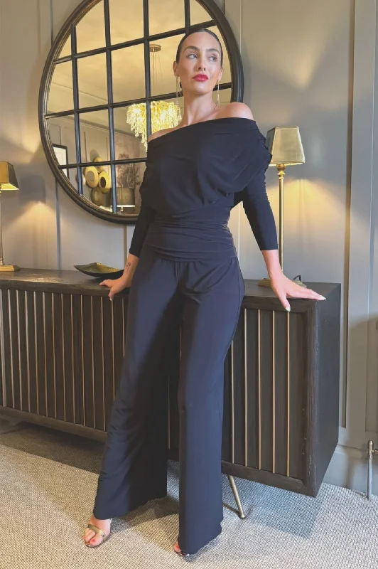 ATOM LABEL Carbon Jersey Jumpsuit with Sleeve in Navy (Regular Length) High-neck jumpsuit, Modest style, Trendy, Winter collection ATOM LABEL Carbon Jersey Jumpsuit with Sleeve in Navy (Regular Length) High-neck jumpsuit, Modest style, Trendy, Winter collection