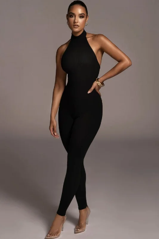 Black Backless Halter Jumpsuit Halter jumpsuit, Sexy, Elegant, Trendy