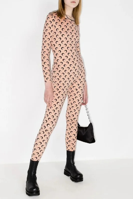 Crescent Moon Print Long Sleeves Khaki Skinny Jumpsuit Sexy deep V jumpsuit, Trendy, Party wear, Elegant Crescent Moon Print Long Sleeves Khaki Skinny Jumpsuit Sexy deep V jumpsuit, Trendy, Party wear, Elegant