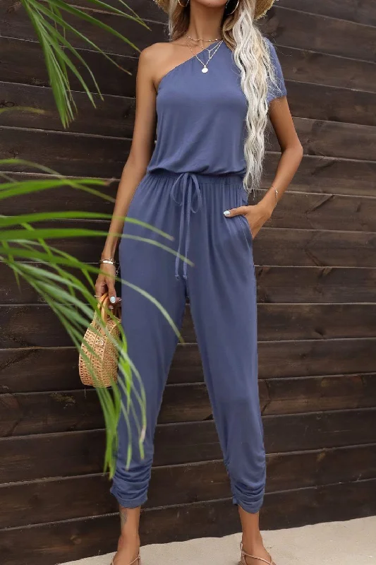 One-Shoulder Jumpsuit with Pockets Formal jumpsuit, Elegant, Trendy, Chic