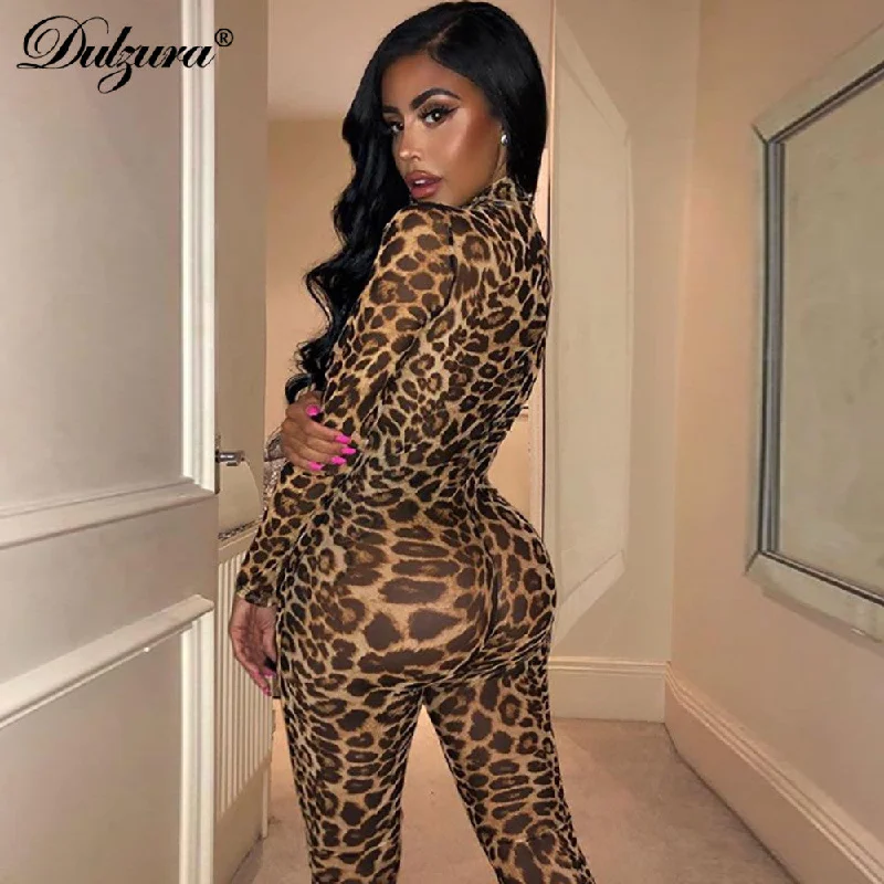 Dulzura leopard print sexy women 2019 autumn winter mesh long jumpsuit bodycon streetwear festival body outfits party clothing Silk jumpsuit, Luxurious fabric, Elegant, Evening wear Dulzura leopard print sexy women 2019 autumn winter mesh long jumpsuit bodycon streetwear festival body outfits party clothing Silk jumpsuit, Luxurious fabric, Elegant, Evening wear