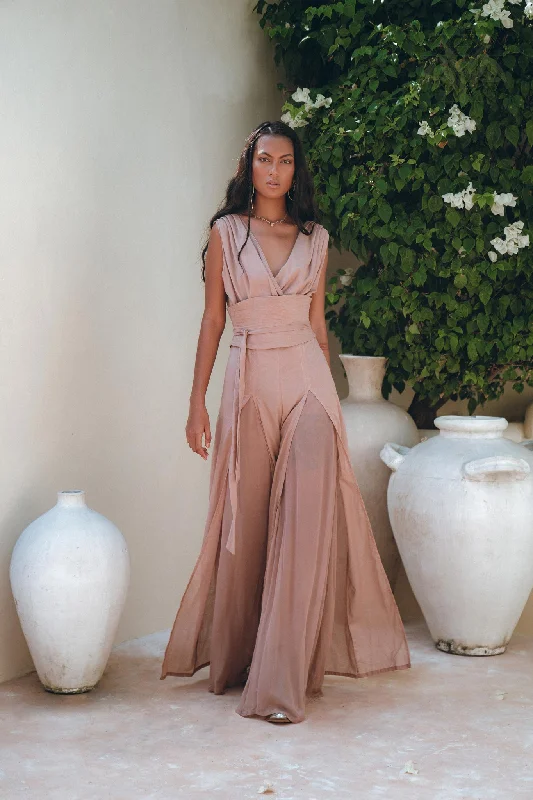 Dusty Pink Braided Overalls • Boho Silk with Cotton Maxi Jumpsuit Women Wide-leg black jumpsuit, Elegant, Comfortable, Street style Dusty Pink Braided Overalls • Boho Silk with Cotton Maxi Jumpsuit Women Wide-leg black jumpsuit, Elegant, Comfortable, Street style