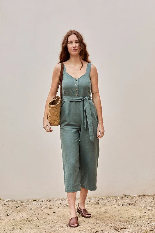 Fancy Linen Jumpsuit in Aquamarine Blue Jumpsuit with belt, Slim fit, Trendy, Comfortable Fancy Linen Jumpsuit in Aquamarine Blue Jumpsuit with belt, Slim fit, Trendy, Comfortable