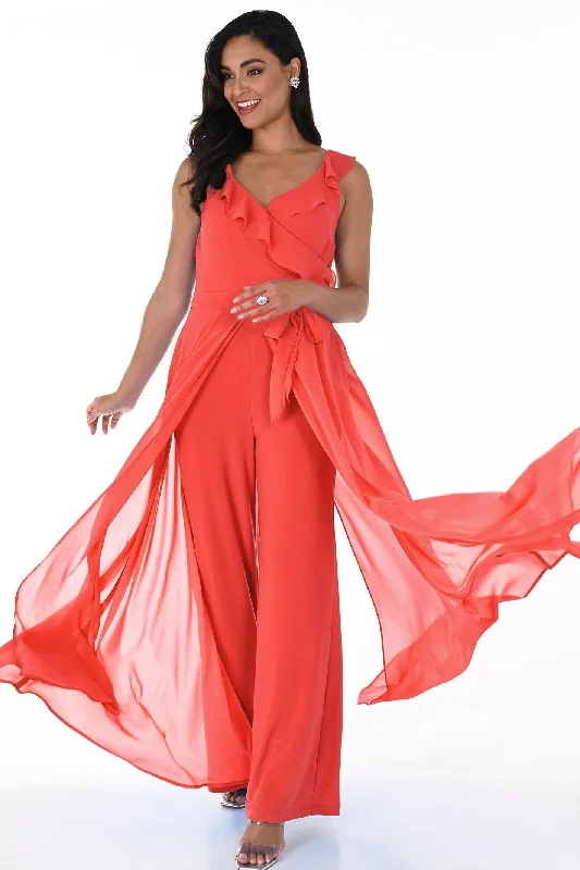 Frank Lyman 248305 Fiesta Coral Wrap Style Jumpsuit Deep V jumpsuit, Sexy, Night out, Trendy Frank Lyman 248305 Fiesta Coral Wrap Style Jumpsuit Deep V jumpsuit, Sexy, Night out, Trendy