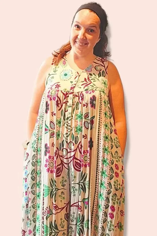 Fun Floral Jumpsuit With Pockets: Flowy, Free, and Unique Bohemian print jumpsuit, Relaxed, Comfortable, Trendy Fun Floral Jumpsuit With Pockets: Flowy, Free, and Unique Bohemian print jumpsuit, Relaxed, Comfortable, Trendy