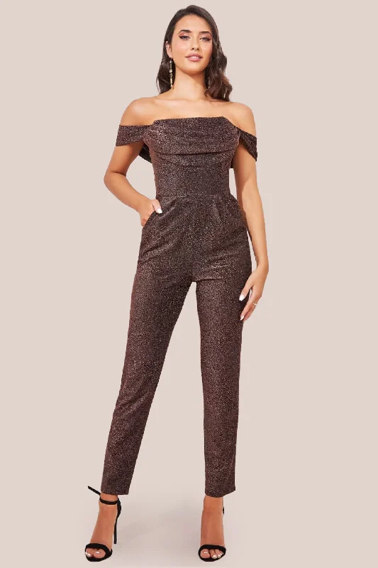 Goddiva Lurex Cowl Neck Jumpsuit - Bronze Blue jumpsuit, Classic, Comfortable, Fashionable Goddiva Lurex Cowl Neck Jumpsuit - Bronze Blue jumpsuit, Classic, Comfortable, Fashionable