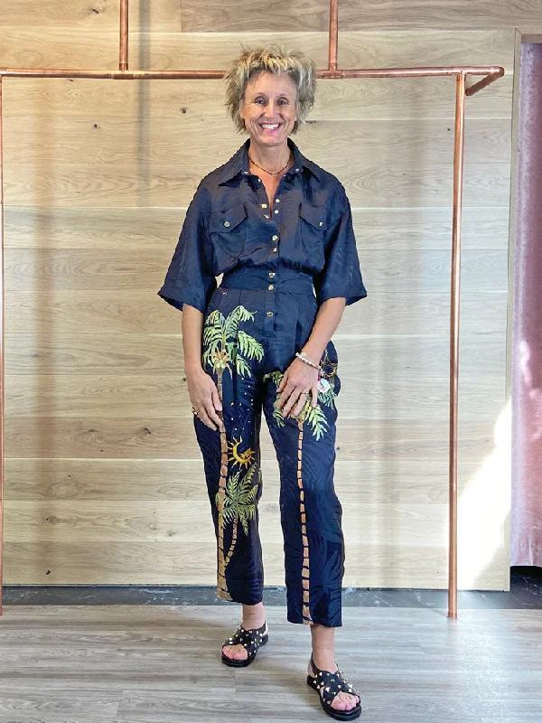 Hayley Menzies Silk Jacquard Jumpsuit Black Floral jumpsuit, Feminine, Summer style, Casual Hayley Menzies Silk Jacquard Jumpsuit Black Floral jumpsuit, Feminine, Summer style, Casual