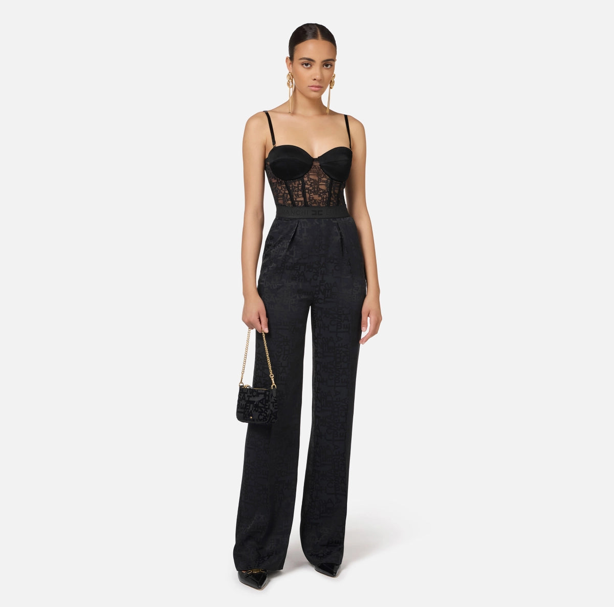 Jacquard crêpe combined jumpsuit with lettering Green jumpsuit, Unique color, Stylish, Casual Jacquard crêpe combined jumpsuit with lettering Green jumpsuit, Unique color, Stylish, Casual