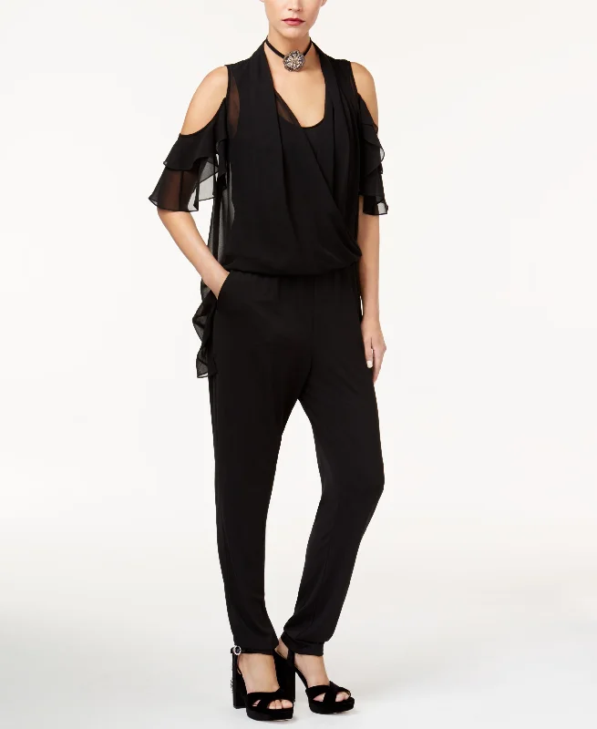 Kobi Cold Shoulder Wrap Front Jumpsuit Denim romper jumpsuit, Comfortable, Street style, Trendy Kobi Cold Shoulder Wrap Front Jumpsuit Denim romper jumpsuit, Comfortable, Street style, Trendy